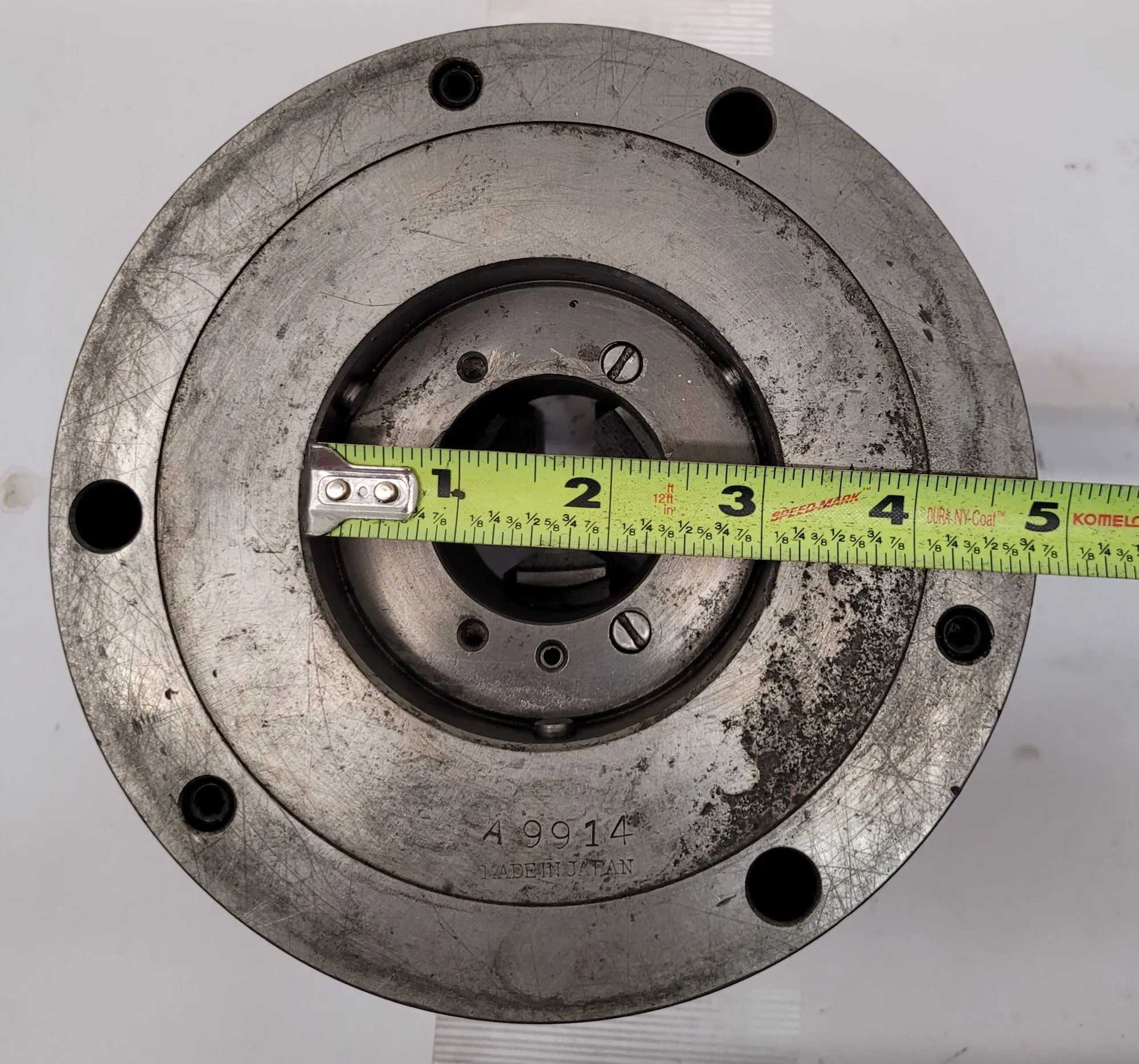 YAMAKAWA 6-1/2" 3 JAW LATHE CHUCK, 2" CENTER HOLE, FLAT BACK, MADE IN JAPAN - MACHINING TOOLING & PARTS
