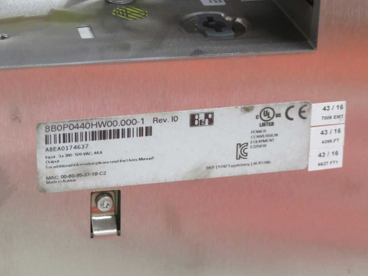 B&R 8B0P0440HW00.000-1 PSU, 380-500V 3PH INPUT, 50/60HZ FREQ, 300W POWER, 44A CURRENT - SERVO DRIVES