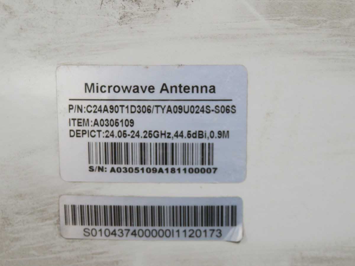 A0305109 C24A90T1D306/TYA09U024S-S06S MICROWAVE ANTENNA 44.5 DBI T269116 - TELECOMMUNICATION