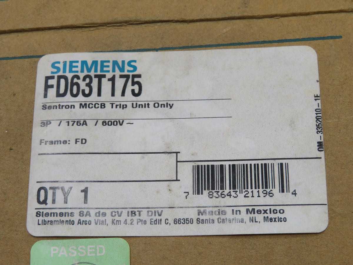 SIEMENS FD63T175 CB, 3-POLE, THERM-MAG, 175A CONT, 600V MAX, 18KA INT @ 600V, BOLT-ON - CIRCUIT BREAKERS