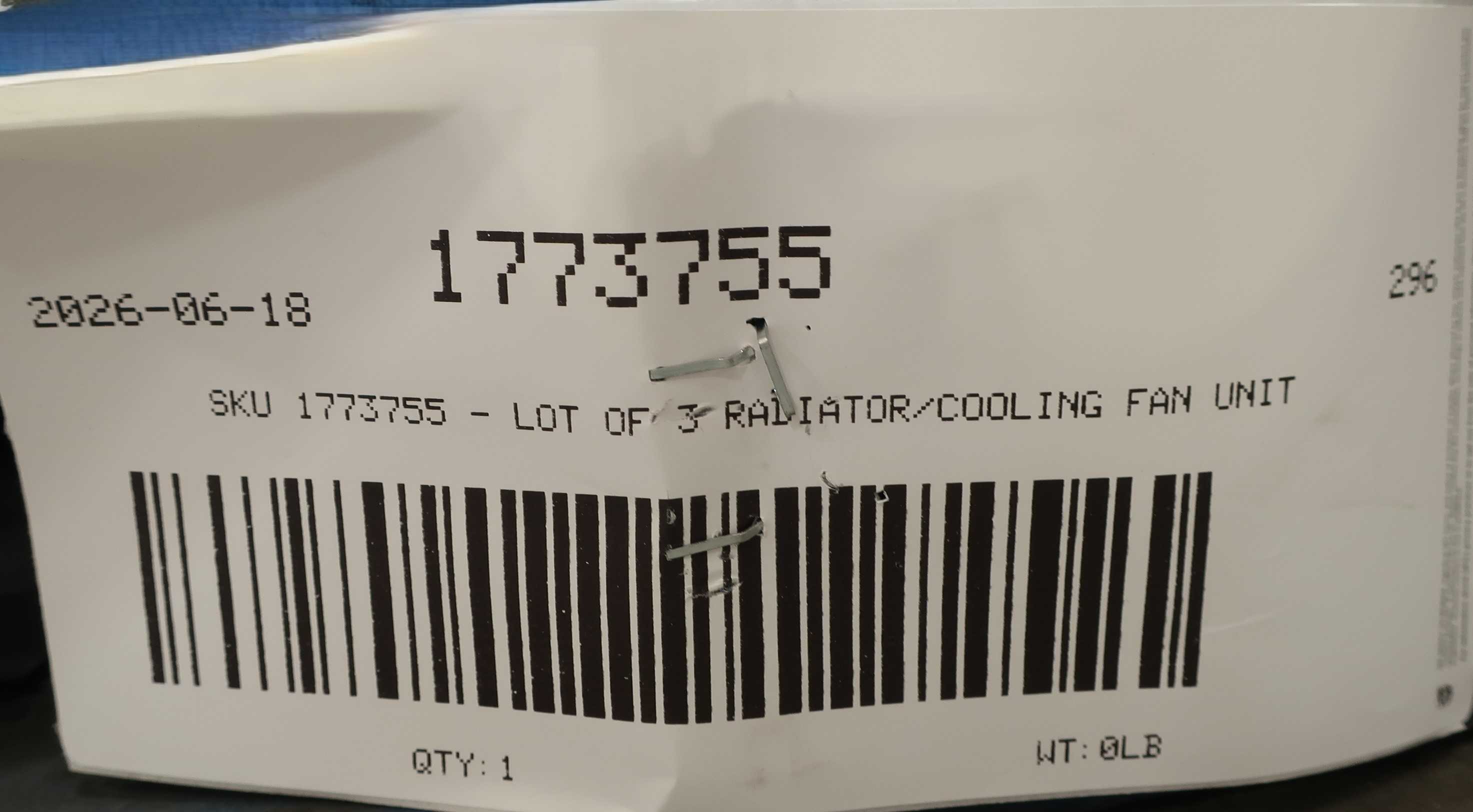 SKU 1773755 - LOT OF 4 RADIATOR/ COOLING FAN UNIT - COOLING FAN