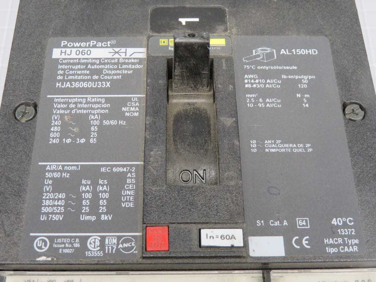 SQUARE D HJA36060U33X CIRCUIT BREAKER, 3-POLE, 600 VAC VOLTAGE, 60 A CURRENT, 18 KA IR - CIRCUIT BREAKERS