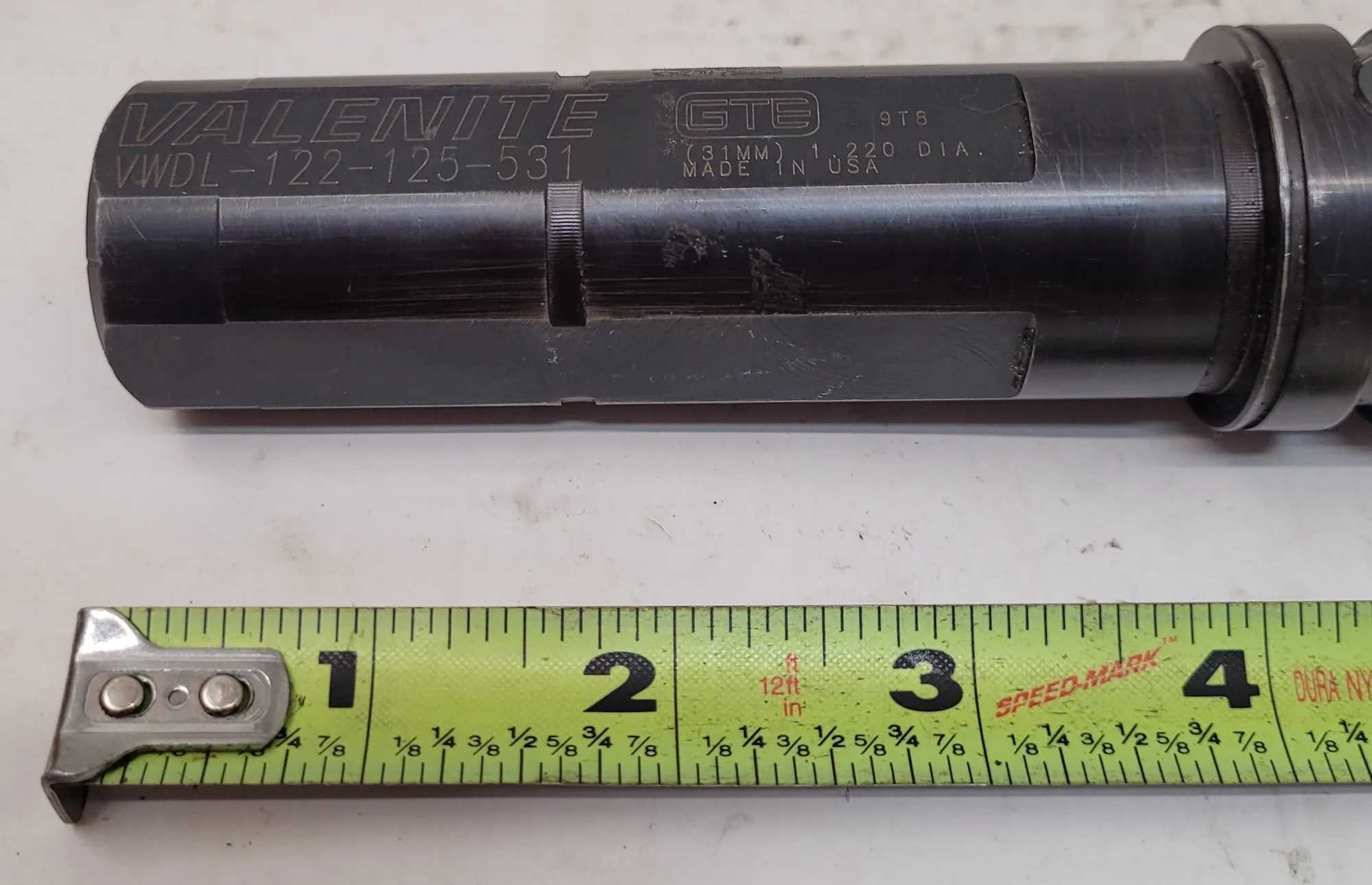 VALENITE VWDL-122-125-531 INDEXABLE INSERT DRILL, 1.220" CUT DIA, 1.25" SHANK DIA, 9.25" OAL - MACHINING TOOLING & PARTS