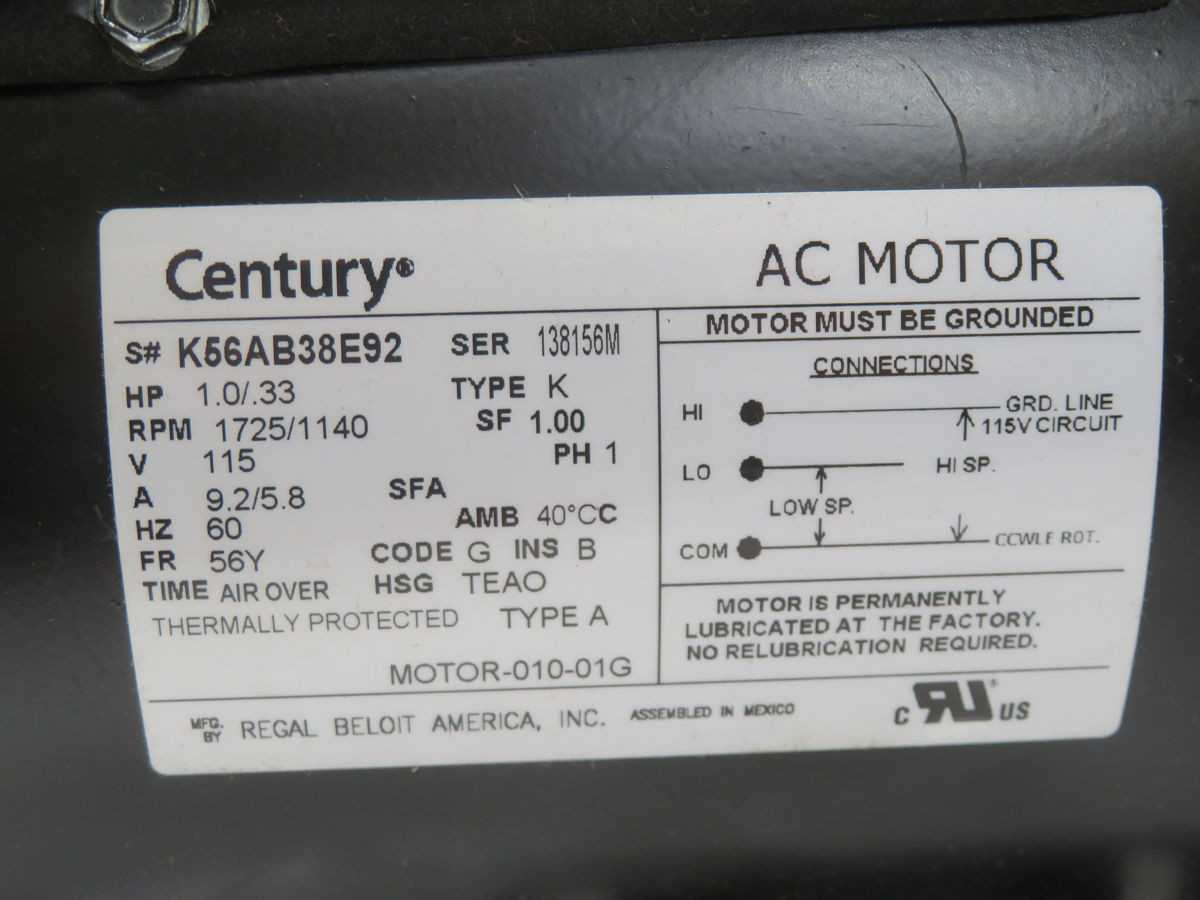 CENTURY K56AB38E92 138156M AC MOTOR T265713 - AC MOTOR