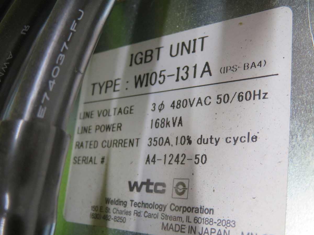WTC WI05-I31A IGBT TIMER UNIT T268369 - WELDING EQUIPMENT