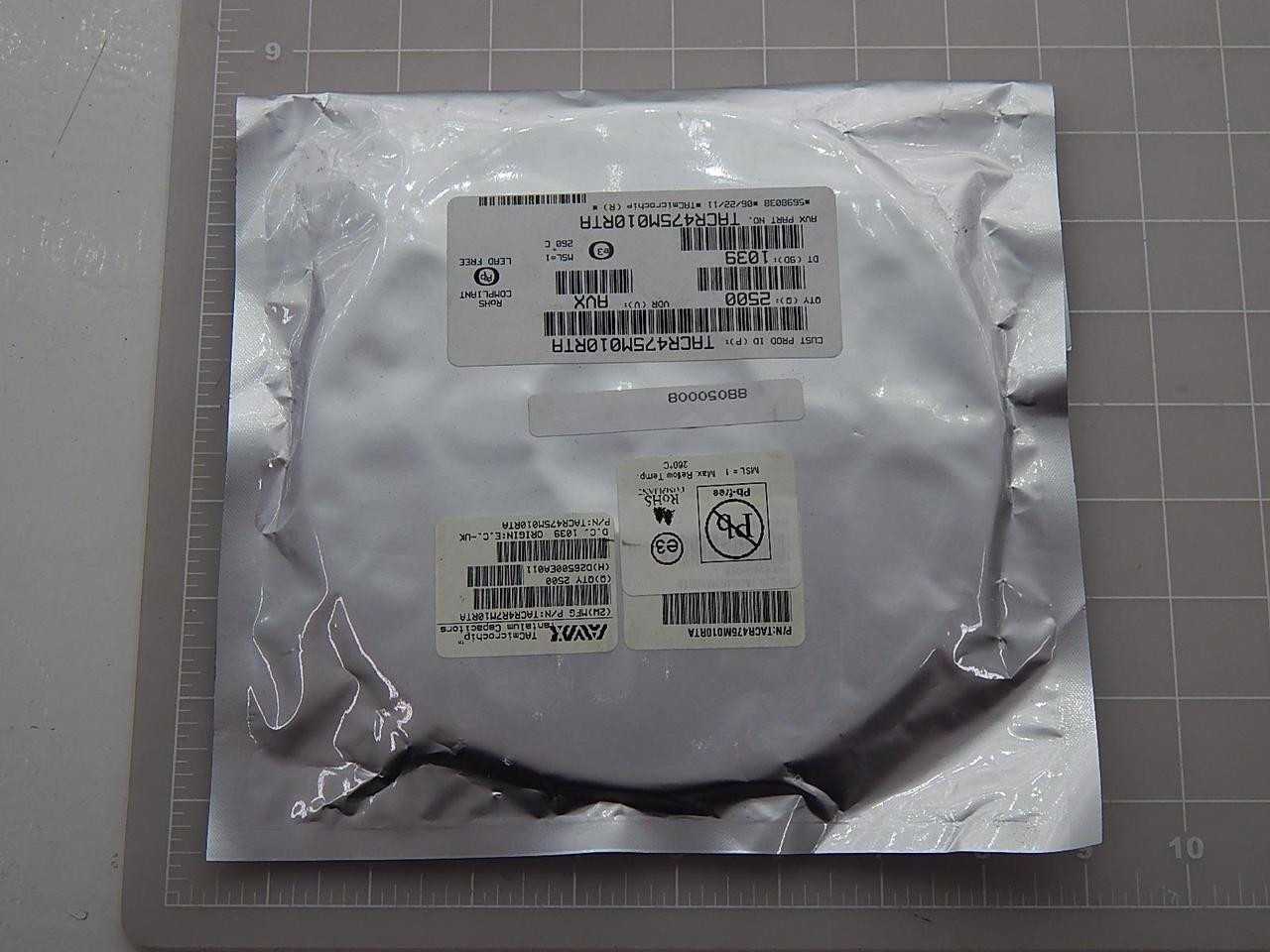 Lot of 2500 AVX TACR475M010RTA Tantalum Capacitors - Solid SMD 0805 10V 4.7uF 20% - ELECTRICAL COMPONENTS