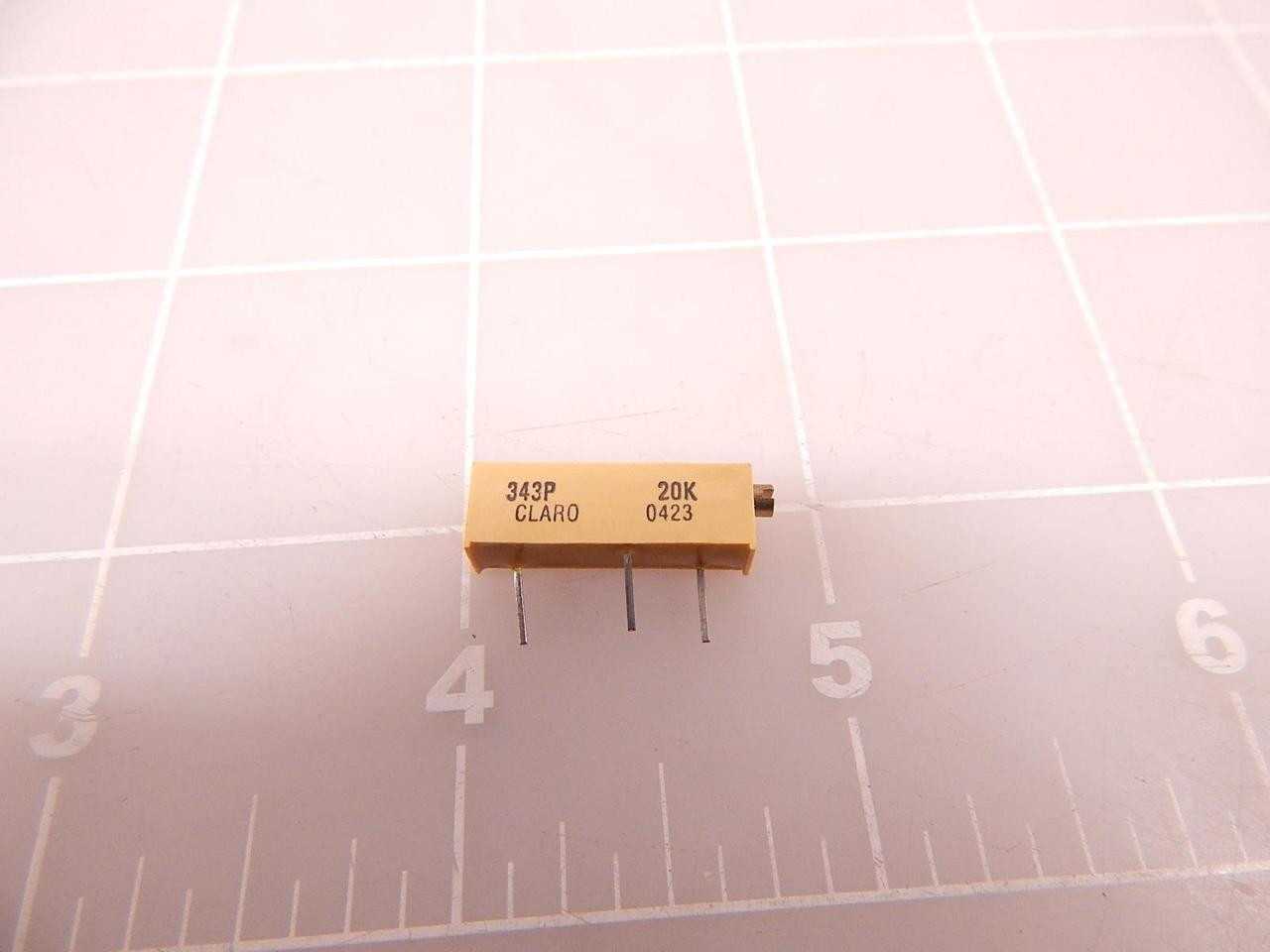 LOT OF 300 CLAROSTAT 343P20K 0423 RES CERMET TRIMMER 20K OHM 10% 0.75W(3/4W) 20(ELEC)TURN 2.54MM (20.57 X 4.83 X 6.35MM) PIN THRU-HOLE - TEMPERATURE CONTROL COMPONENTS