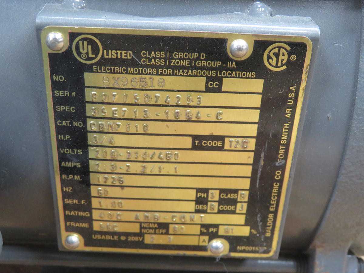 BALDOR CBM7010 AC INDUCTION BRAKE MOTOR, 0.5 HP POWER, 1725 RPM SPEED, 208-460 V VOLTAGE - SERVO DRIVES