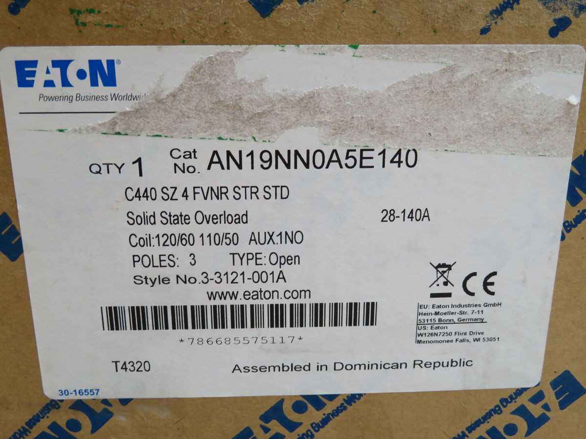 EATON AN19NN0A5E140 STARTER, NEMA 4, 135 A CURRENT, C440 OLR, 110/120V AC CONTROL - INDUSTRIAL PARTS