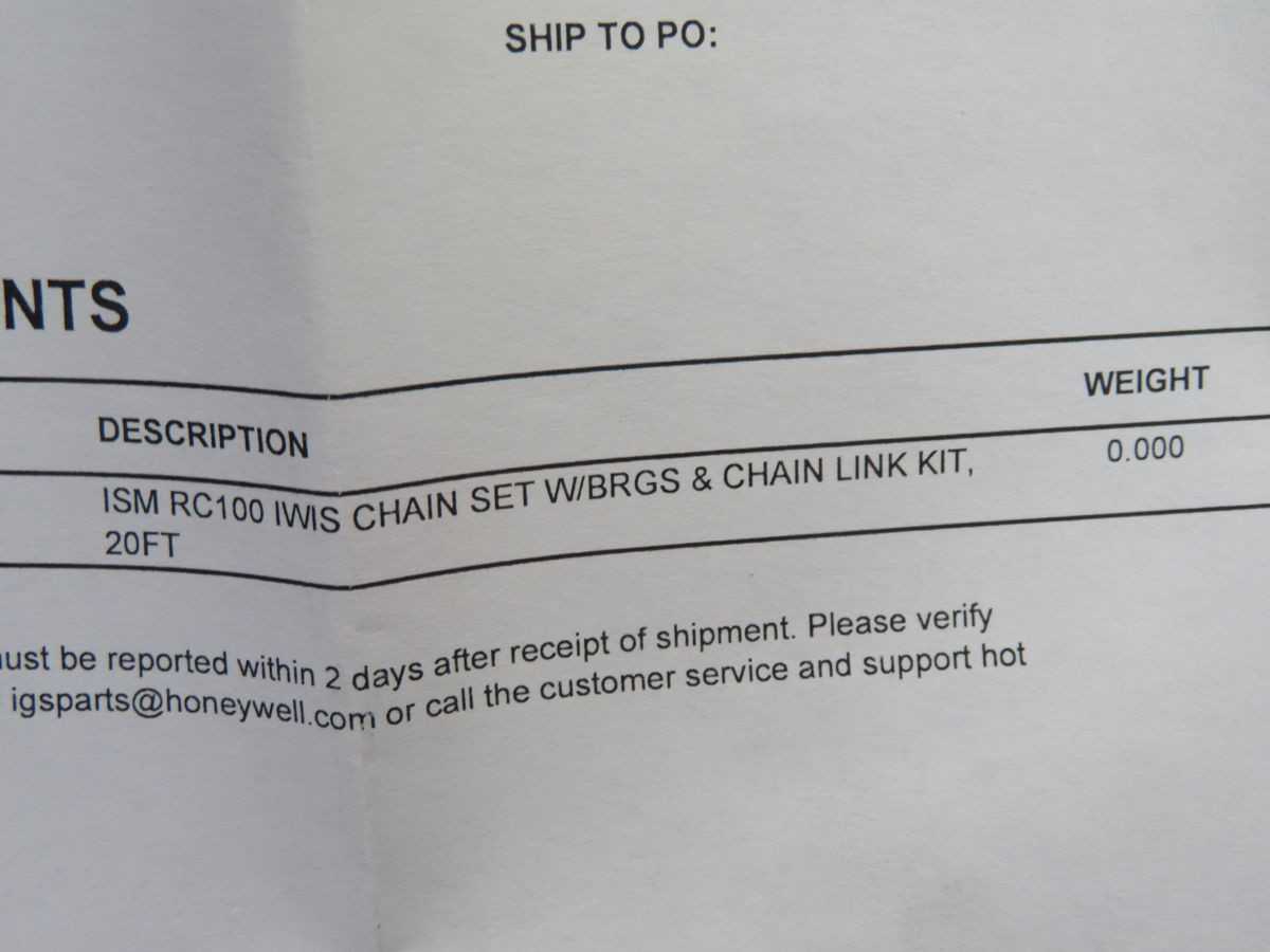 HONEYWELL 100 ISS SL LITE 2-2 20FT SET/2 ASSY 43554 MATCHED CHAINS T266173 - CHAIN