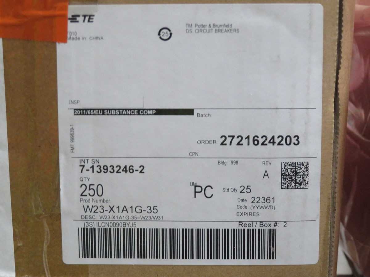 LOT OF 300 TE CONNECTIVITY W23-X1A1G-35 CIRCUIT BREAKERS - CIRCUIT BREAKERS