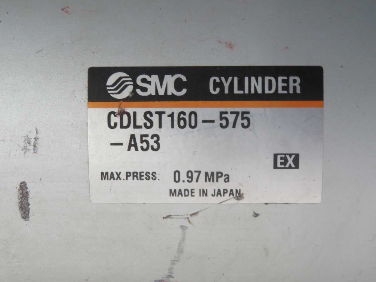 Smc Cdlst160-575-A53 Cylinder, 160 Mm Bore, 575 Mm Stroke, 0.97 Mpa Pressure, Rc1/2 Port, Double-Acting - PNEUMATIC CYLINDERS & ACTUATORS