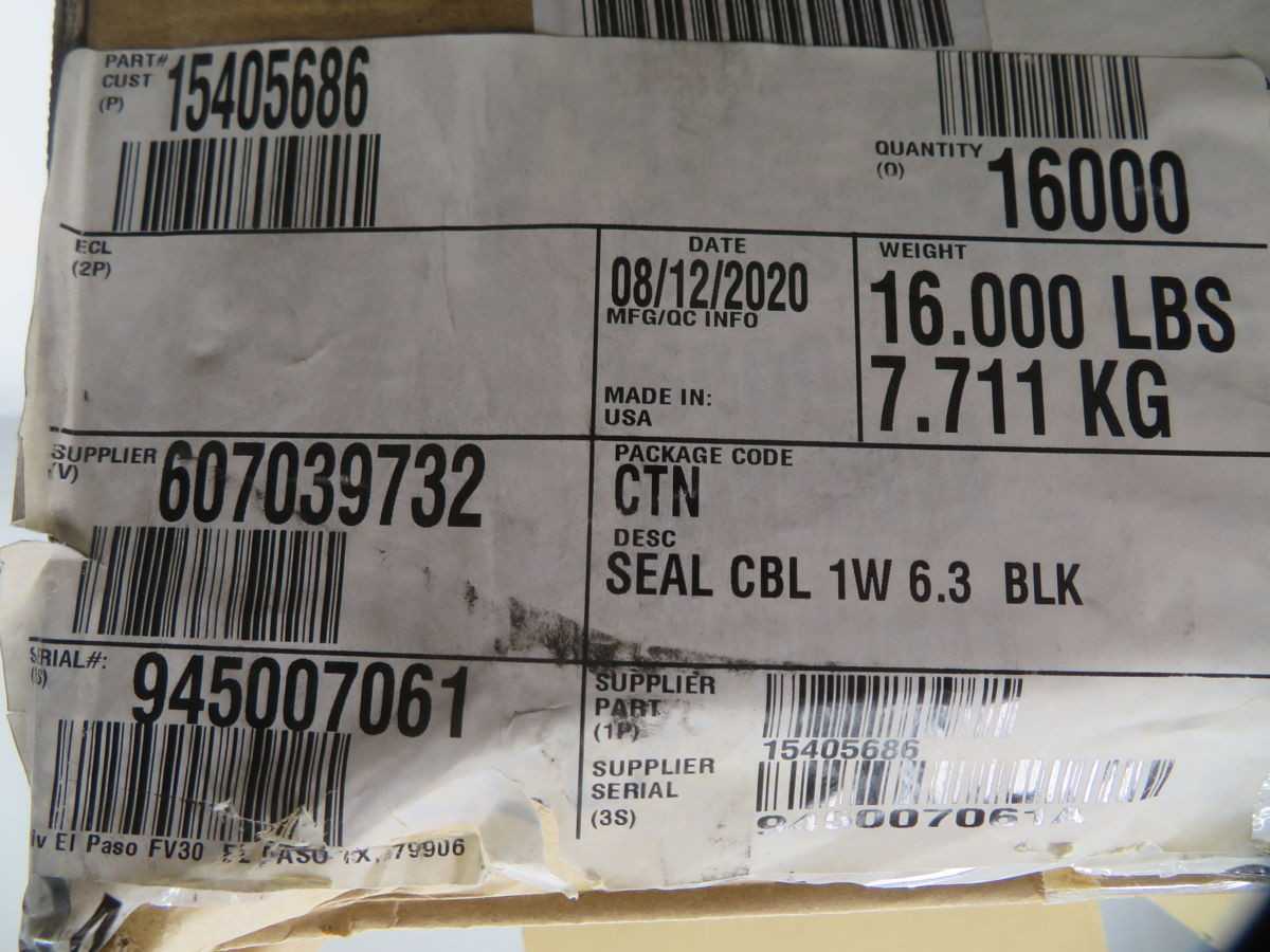 LOT OF 16000 YAZAKI 15405686 607039732 TERMINAL SLEEVE WIRE SEAL 1W 6.3 BLK T268959 - ELECTRICAL COMPONENTS