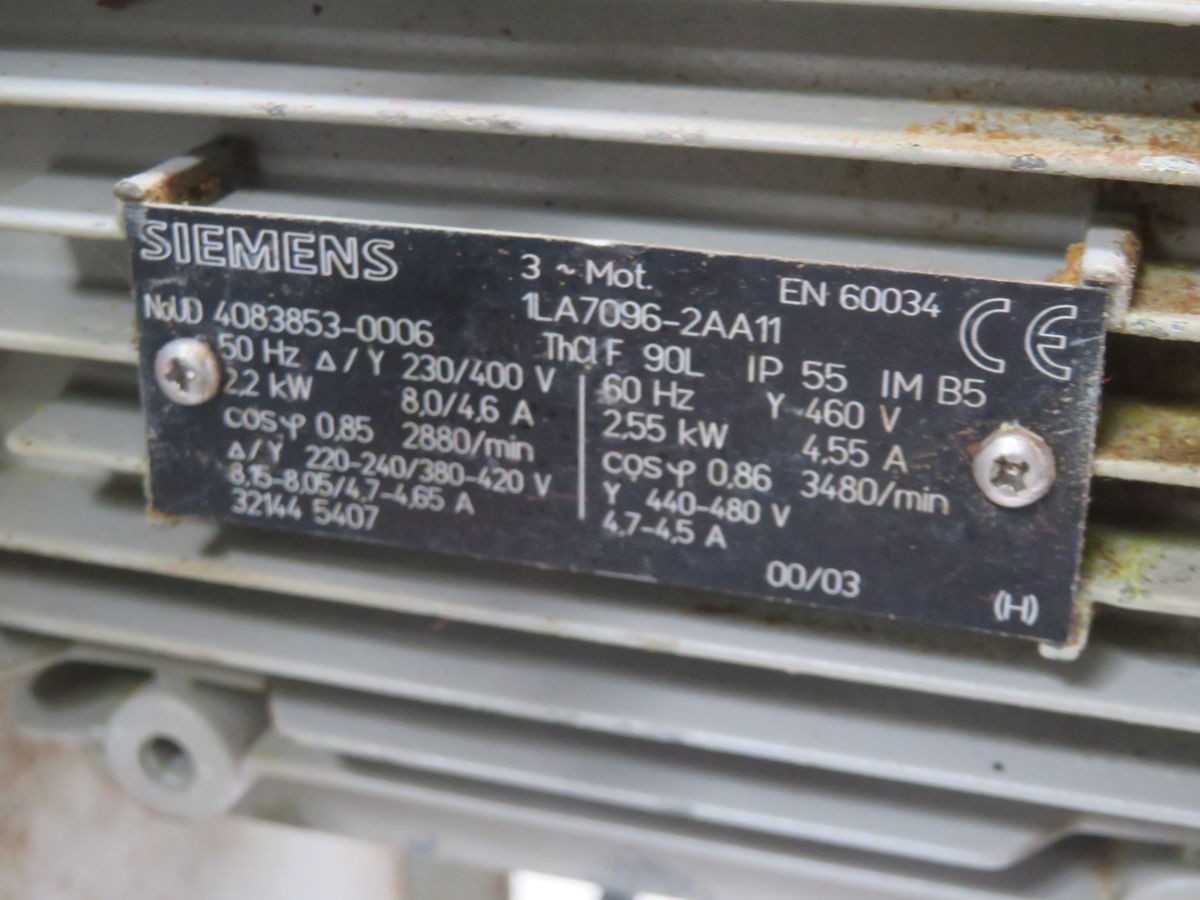 SIEMENS 1LA7906-2AA11 4083853-0006 GEAR MOTOR T265359 - ELECTRIC MOTORS