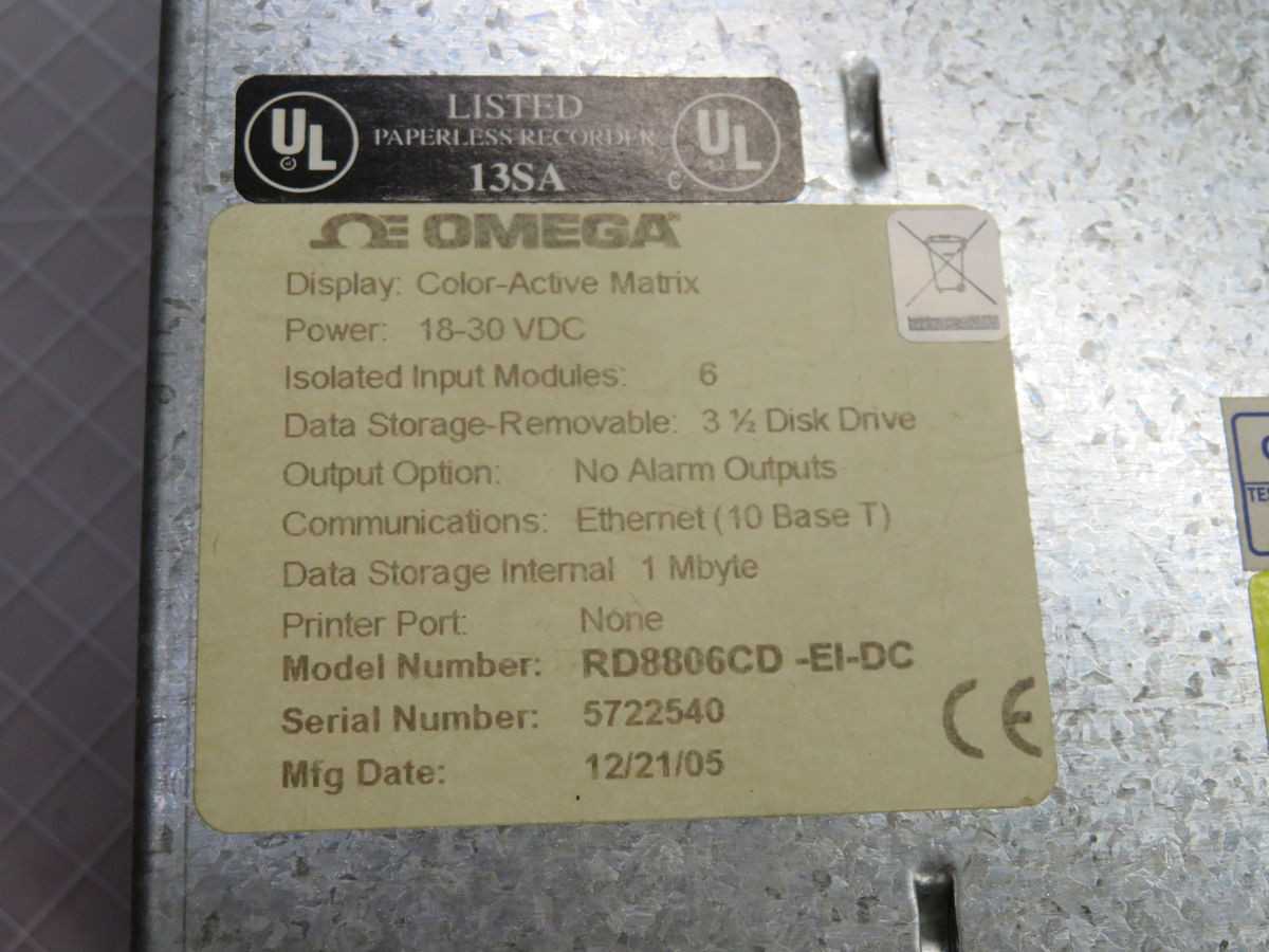 OMEGA RD8806CD-EL-DC CHART RECORDERS T265835 - INSTRUMENTATION