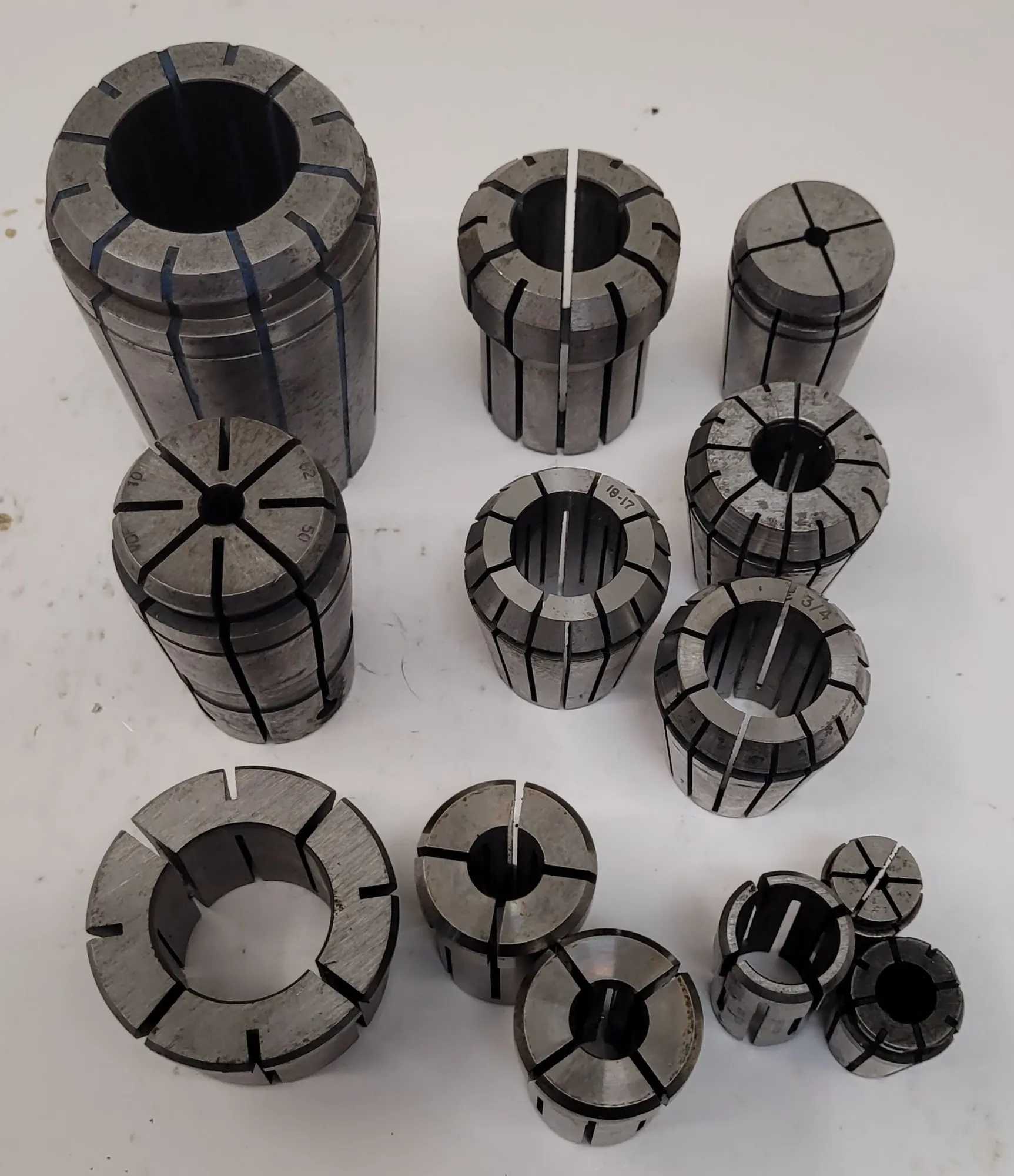 UNBRANDED COLLET SET - VARIOUS SIZES - SET OF 13 - MACHINE TOOLING