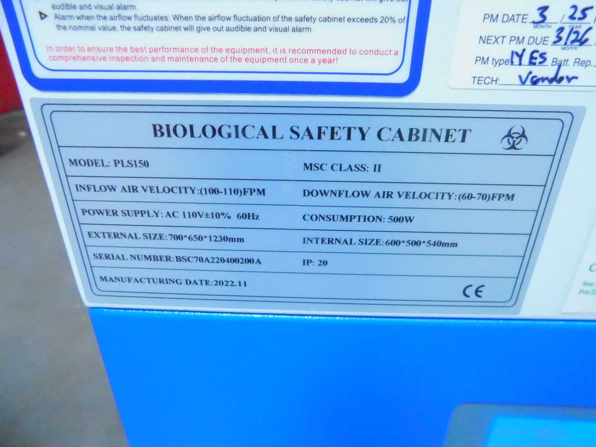 PRO-LAB DIAGNOSTICS PLS150 BILOGICAL SAFETY CABINET - LAB & SCIENTIFIC