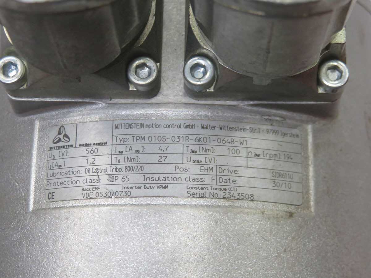 Wittenstein TPM 010S-031R-6K01-064B-W1 Gear Motor T266047 - GEARMOTOR
