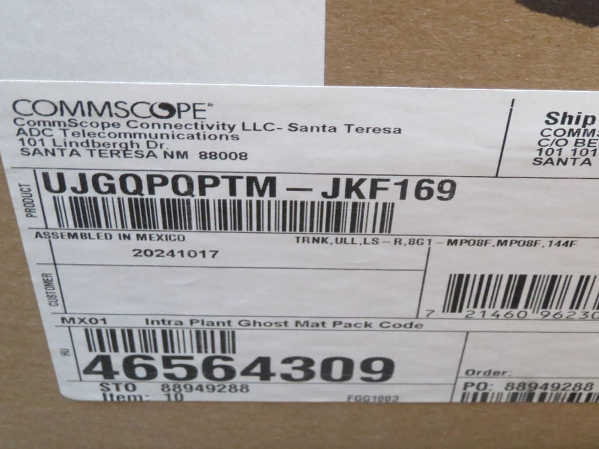Commscope UJGQPQPTM-JKF169 High-Density 144-Fiber Singlemode Trunk T268340 - FIBER OPTIC CABLE