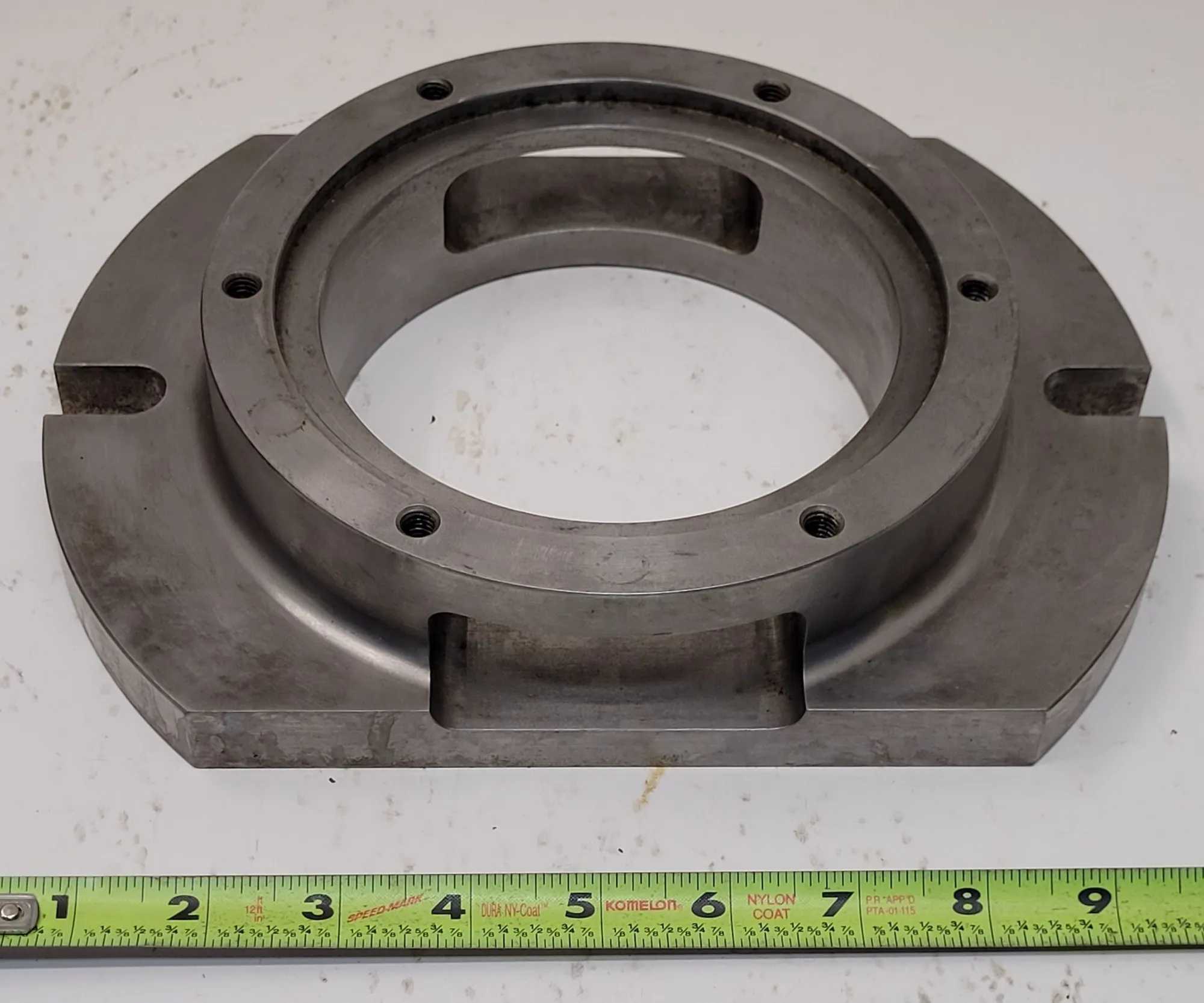 MOUNTING PLATE, 7" DIAMETER, BASE 10"X7", THROUGH HOLE ID 5" - MACHINING ACCESSORIES & TOOLING