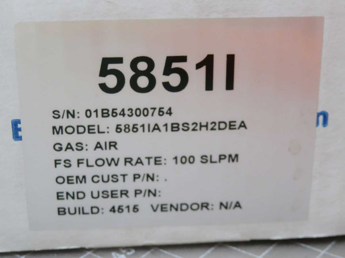 Brooks Instrument 5851IA1BS2H2DEA, MFC, 100 SLPM Air Flow, 1000 PSIG Press - FLOW MEASUREMENT