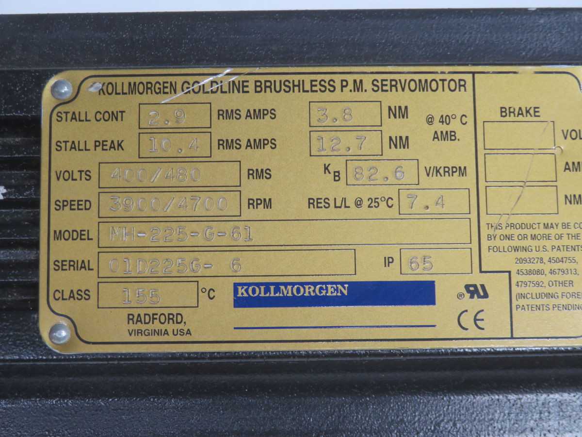 KOLLMORGEN MH-225-G-61 SERVO MOTOR T262978 - SERVO MOTORS