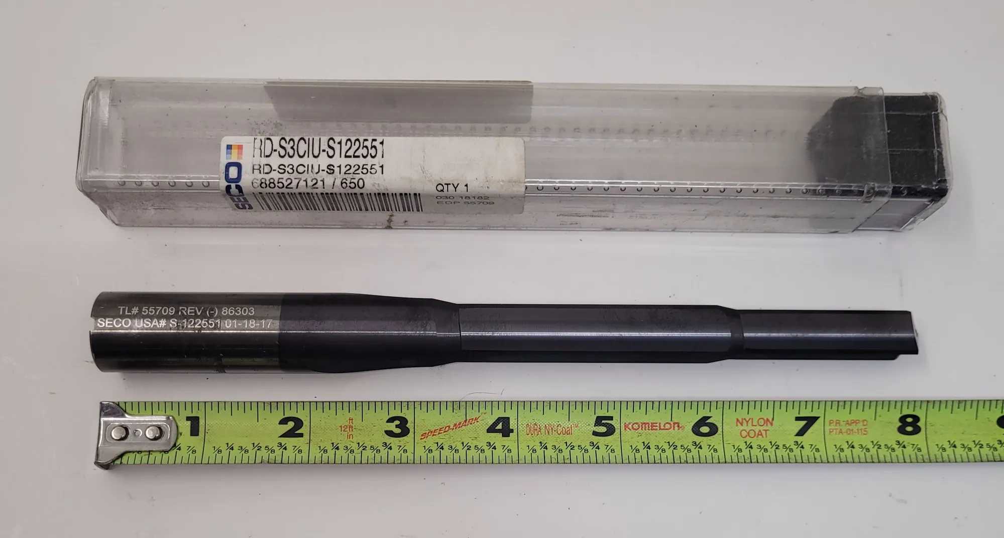 SECO RD-S3CIU-S122551 2 FLUTE TOOLING, OAL: 8.0”, SHANK DIA: .78”, HEAD DIA: .55” - MACHINING TOOLING & PARTS