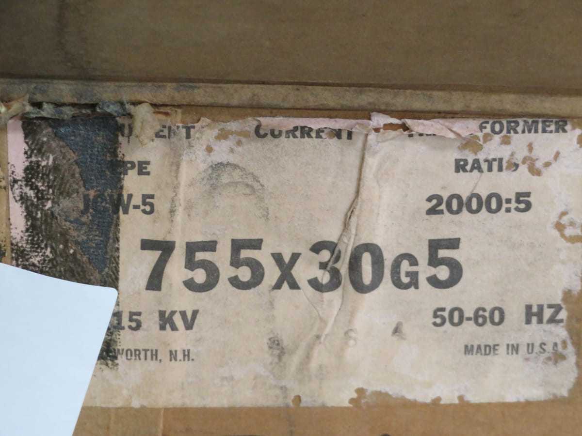 GE 755X30G5 CURRENT TRANSFORMERS, 2000:5 A RATIO, 50/60 HZ FREQUENCY, 110 KV CLASS, 550 KV BIL - POWER TRANSFORMERS