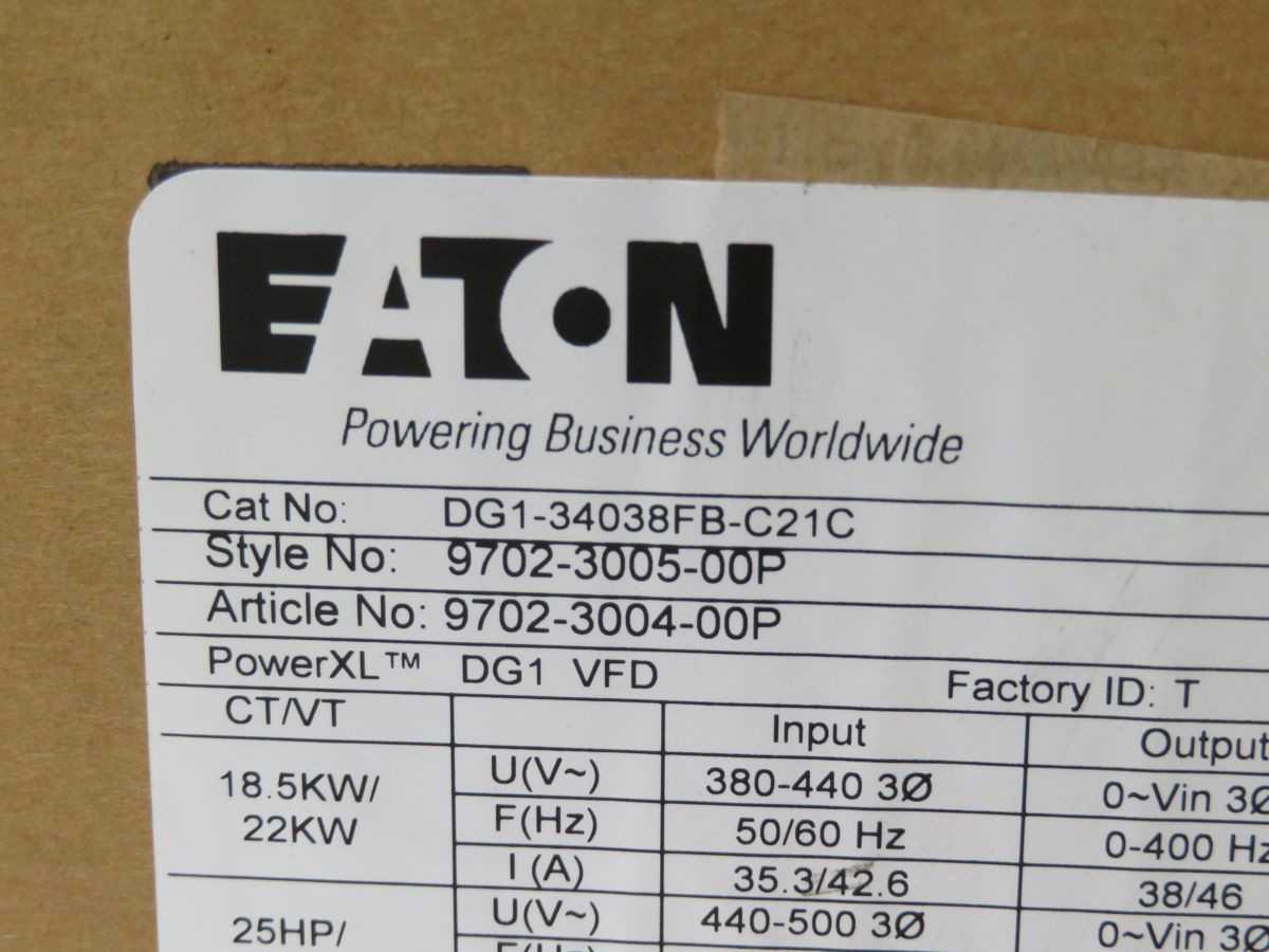 EATON DG1-34038FB-C21C DRIVE, 18 KW POWER, 525-600V INPUT, 38A OUTPUT, IP21 - AC VFD DRIVES