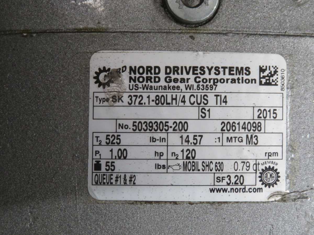 NORD SK 205E-750-340-A GEAR MOTOR, 0.75 KW POWER, 380-480 V INPUT, 2.3 A OUTPUT, 400 HZ FREQ - MOTOR & GEARBOX ASSEMBLY