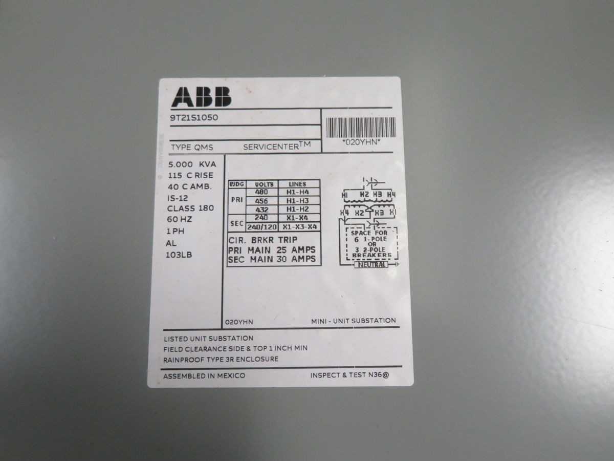 ABB 9T21S1050 TRANSFORMER SERVICENTER ASSY T266515 - POWER TRANSFORMERS