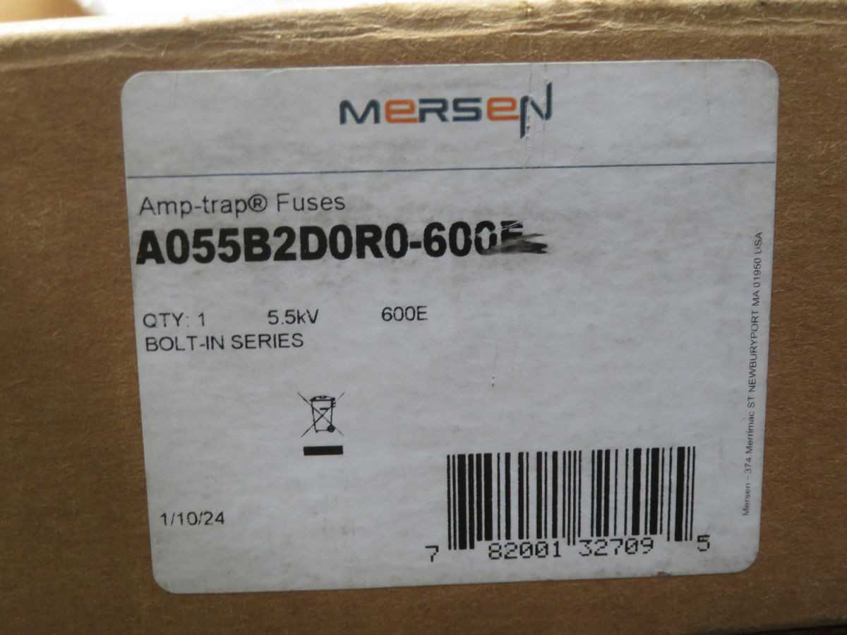 MERSEN A055B3D0R0-750E FEATURED ITEMS, 5.5 KV VOLTAGE, 750 A CURRENT, 50 KA INT. RATING @ 5.5KV - FUSES