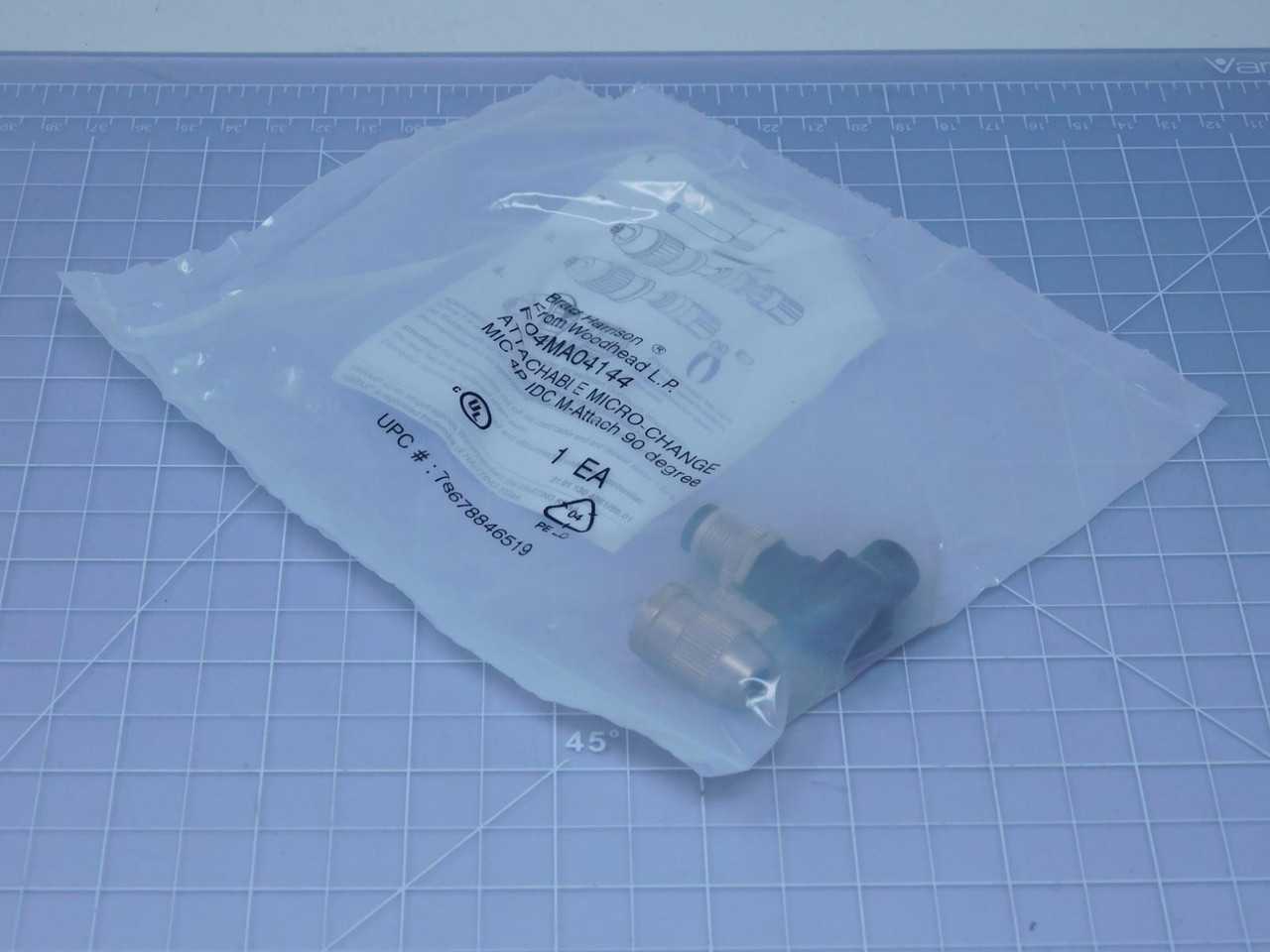 WOODHEAD F04MA04144 1200710010, M12 CONN, 4P MALE, 250V VOLTAGE, 4.0A CURRENT, IP67 RATING - PLUGS & RECEPTACLES