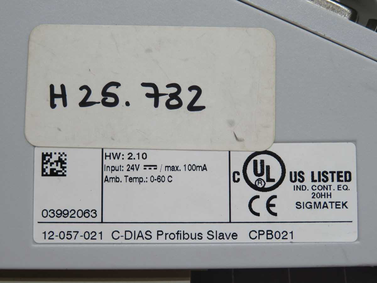 Sigmatek 12-057-021 Controls PLCs, 64 B I/O Data, 24V DC In, 100 MA, 9-Pin D-Sub - PLC MODULES