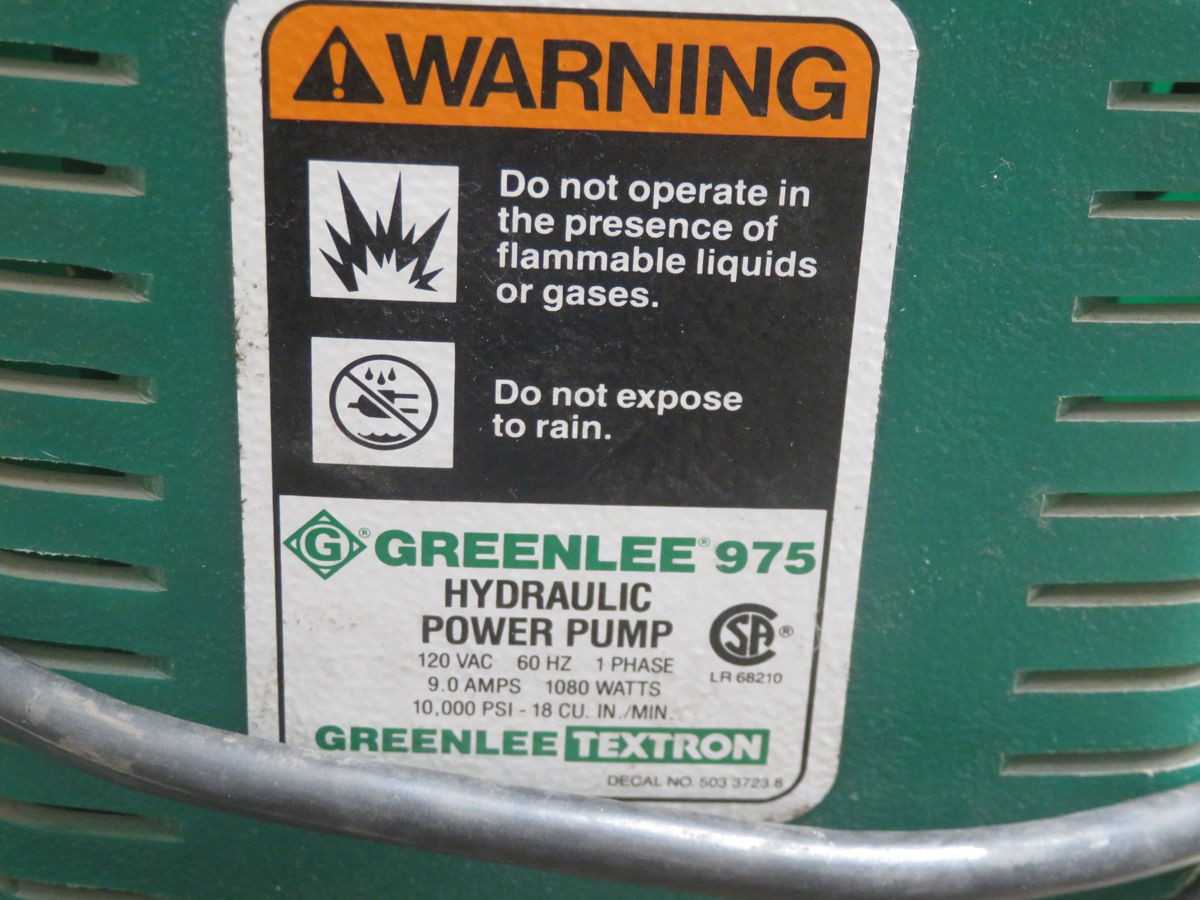 GREENLEE 975 ELECTRIC HYDRAULIC PUMP ONLY T268706 - HYDRAULIC PUMP
