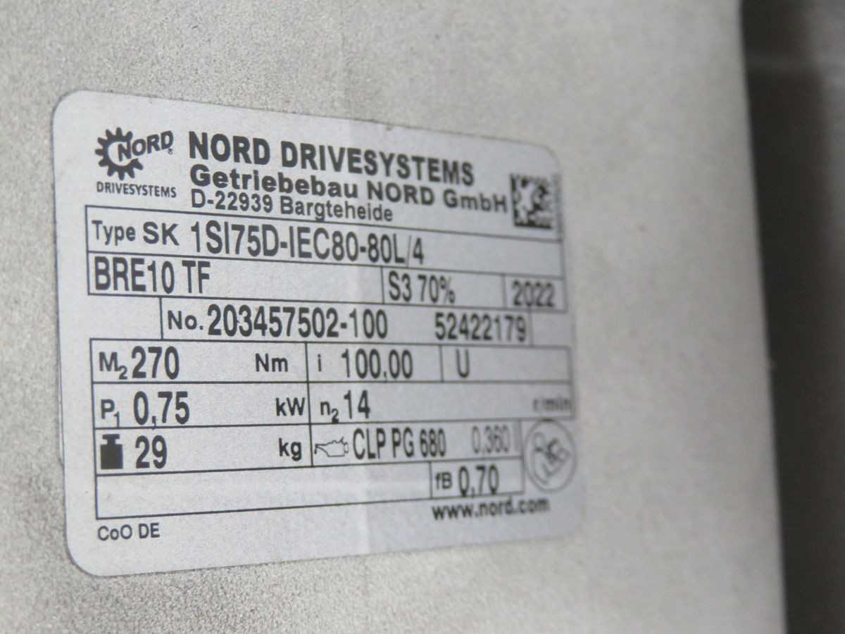 NORD SK80L/4 BRE10TF 1SI75D-IEC80-80L/4 GEAR MOTOR T263854 - GEARMOTOR