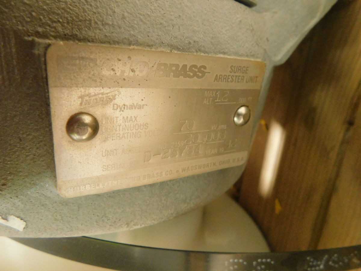 OHIO BRASS 215920-3008 THOREX DYNAVAR SURGE ARRESTER UNIT M6434 - SURGE SUPPRESSOR