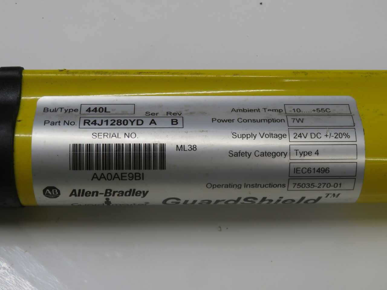 ALLEN BRADLEY R4J1280YD, CURTAIN SENSORS, 14 MM RES, 1280 MM H, 24 VDC POWER, PLE, SIL 3 - SENSORS