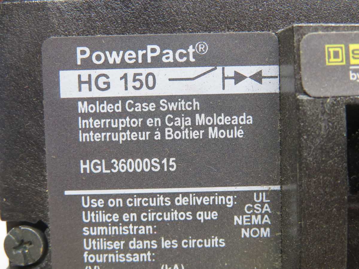 SQUARE D HGL36000S15 MOLDED CASE CIRCUIT BREAKER T267460 - CIRCUIT BREAKERS