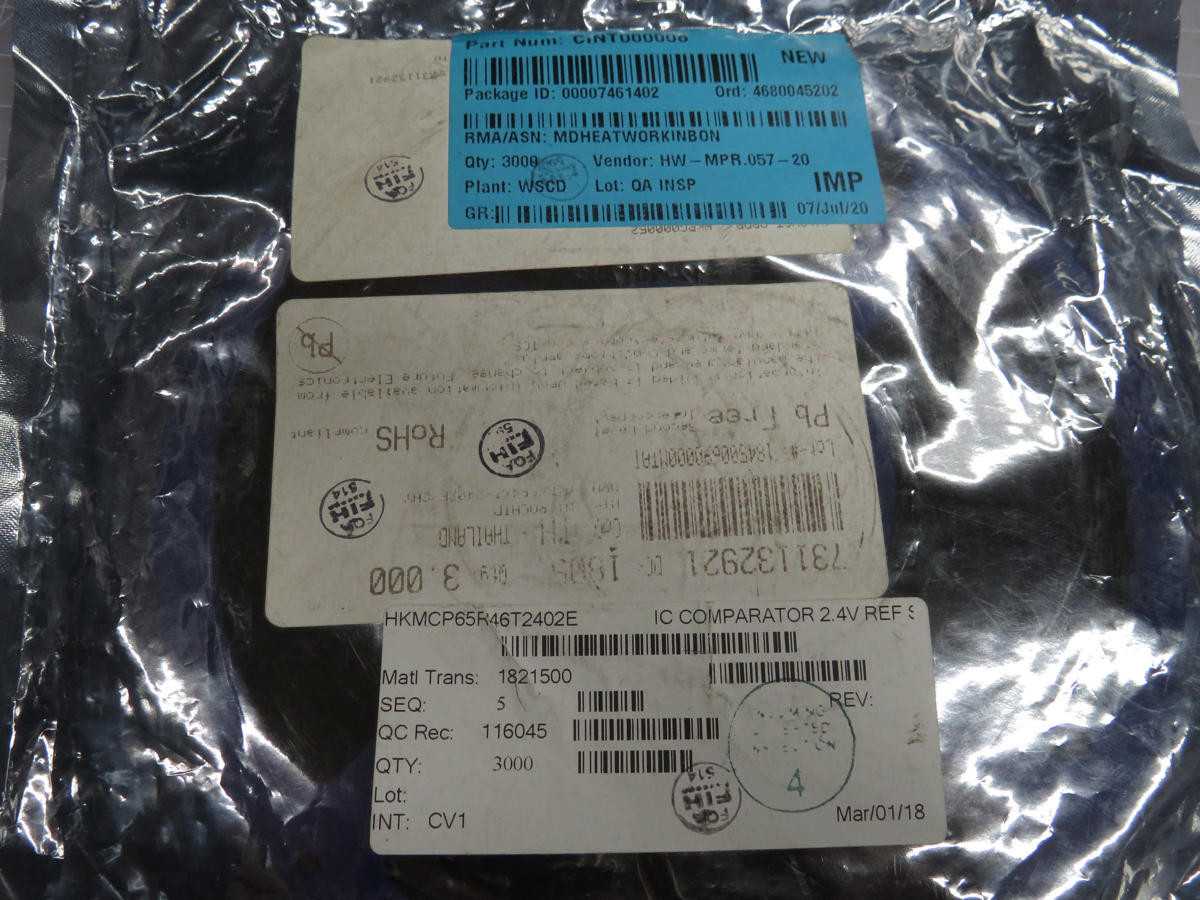 LOT OF 3000 MICROCHIP TECHNOLOGY MCP65R46T-2402E/CHY ANALOG COMPARATORS SINGLE OPEN DRAIN COMPARATOR 2.4V REF - INDUSTRIAL PARTS