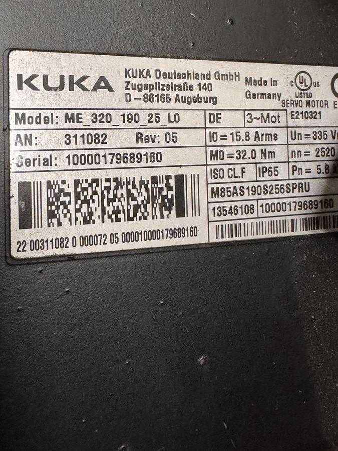 KUKA ME_320_190_25_L0 SERVOMOTOR 5.8KW 22KG ENCODER BRAKE 311082 - SERVO MOTORS