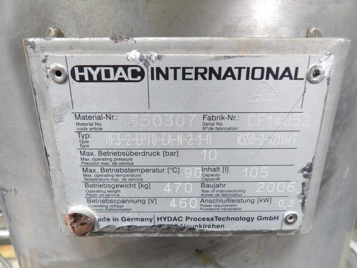 HYDAC INTERNATIONAL RF3-2-EPT8-EA-N-2-1-0 1350307 CONTROLS FOR VALVES AND FLOW, 105L CAPACITY - VALVES