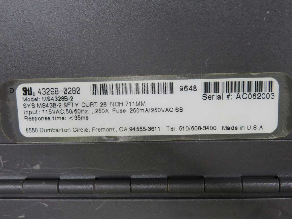 STI MS4328B-2 Light Curtain, 115 Vac Input, 50/60 Hz, 250 Vac Out, 250 Amp, 250 Ma - INDUSTRIAL PARTS