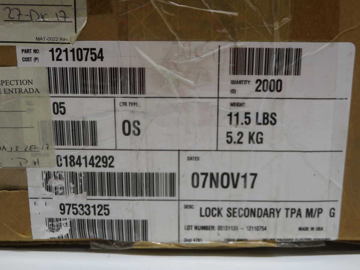 Lot of 9900 Aptiv 12110754 Male Connector Assembly Sealed Secondary Lock - TERMINAL BLOCKS