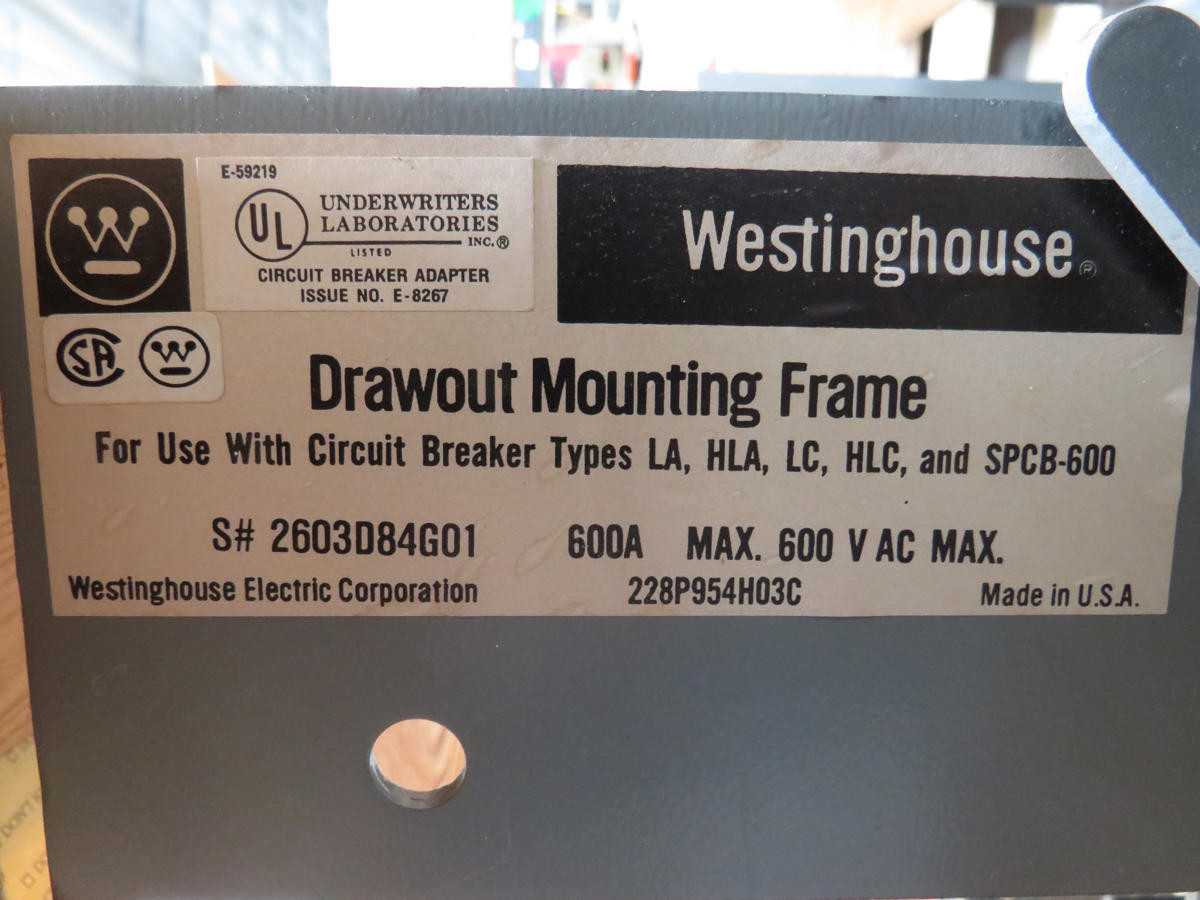 WESTINGHOUSE 228P954H03C DRAWOUT MOUNTING FRAME, 600 A CURRENT, 600 V VOLTAGE - CONVERTERS
