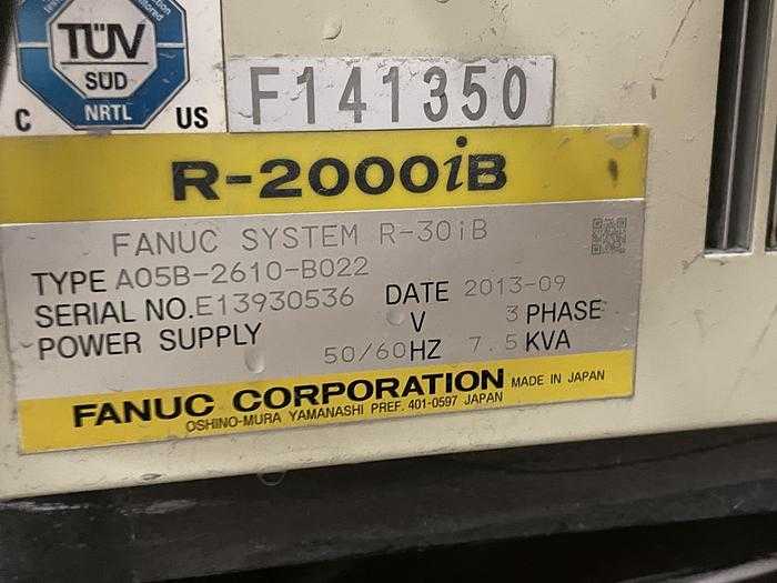 2013 FANUC R-2000IB/165F ARTICULATED ROBOT, 165KG PAYLOAD, 2655MM REACH, R-30IB CONTROLLER - ARTICULATED ROBOTS