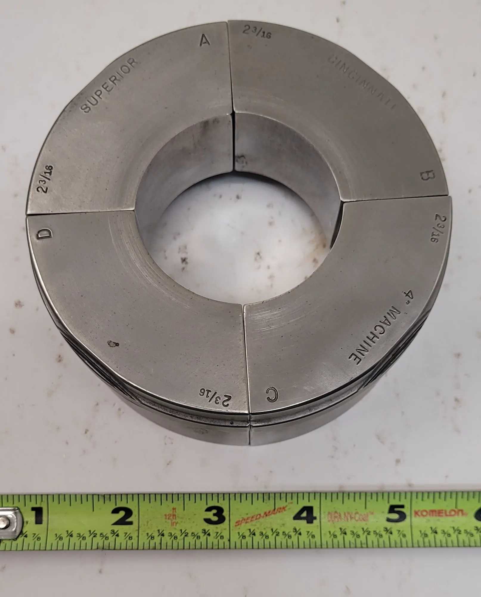 SUPERIOR CINCINNATI 2 3/16" S-STYLE EMERGENCY COLLET PAD, 2" HEIGHT, NON-SERRATED - MACHINE TOOLING