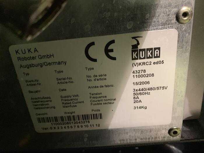 2006 KUKA KR 6 ARC ROBOT - 6KG PAYLOAD, 1611MM REACH, KRC2 ED05 - ARTICULATED ROBOTS