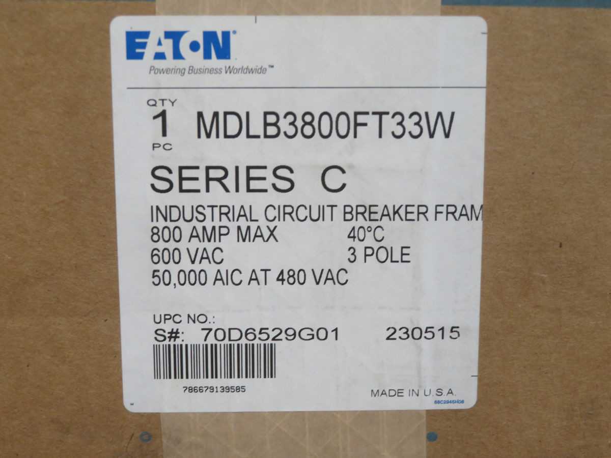 EATON MDLB3800FT33W, CIRCUIT BREAKERS, 3-POLE, 800A RATING, 65 KAIC@240VAC INT. CAP. - CIRCUIT BREAKERS