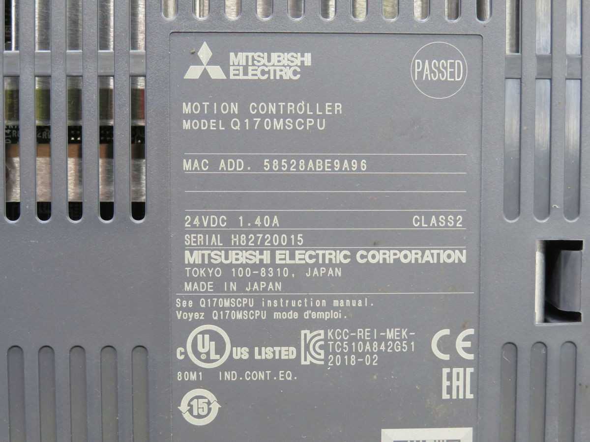 MITSUBISHI Q170MSCPU MOTION CONTROLLER, 16 AXIS, SSCNET III/H, 4 CHANNELS, 18 POINTS, 24 VDC, 1 MS RESPONSE - PLC MODULES